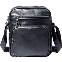 Leather Mens Cool Black Messenger Bag Shoulder Bag Crossbody Bag for Men