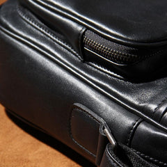 Leather Mens Cool Black Messenger Bag Shoulder Bag Crossbody Bag for Men