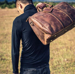 Vintage Leather Mens Cool Weekender Bag Travel Bag for Men