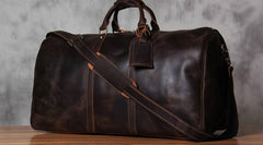 Vintage Leather Mens Cool Weekender Bag Travel Bag for Men