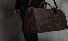 Vintage Leather Mens Cool Weekender Bag Travel Bag for Men