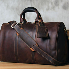 Vintage Leather Mens Cool Weekender Bag Travel Bag for Men