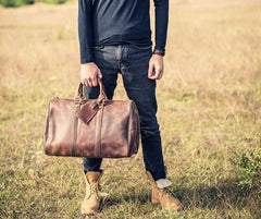 Cool Vintage Leather Mens Large Weekender Bag Travel Bag for Men
