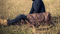 Vintage Leather Mens Cool Weekender Bag Travel Bag for Men