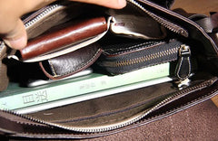 Vintage Leather Mens Cool Messenger Bag Shoulder Bag Crossbody Bag for Men