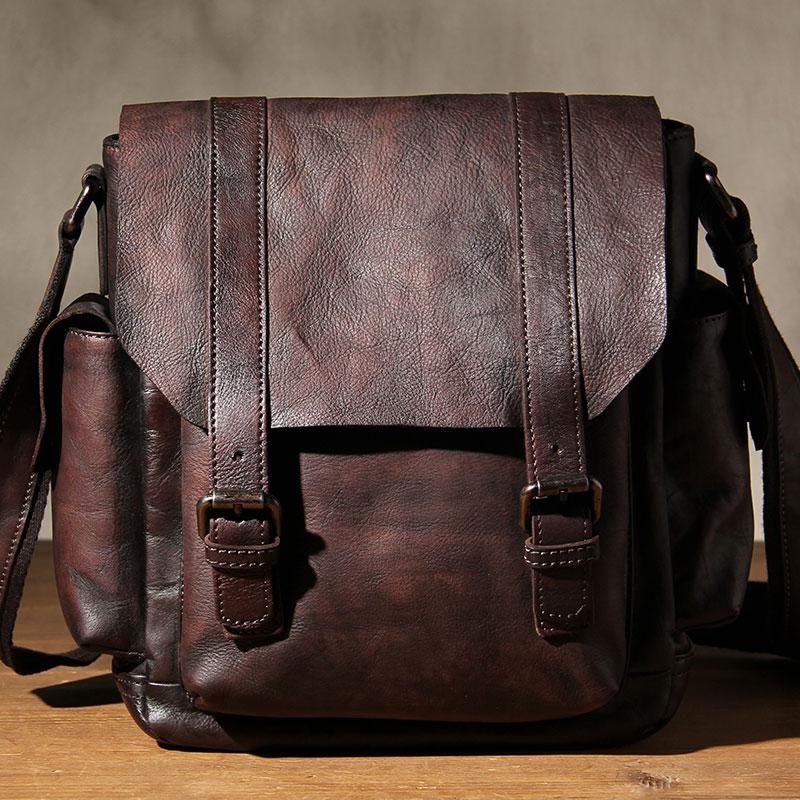 Handmade Vintage Leather Messenger Bag Men Crossbody Bag – Unihandmade