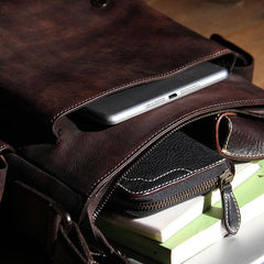 Vintage Leather Mens Cool Messenger Bag Shoulder Bag Crossbody Bag for Men
