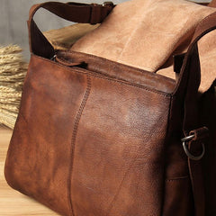 Cool Leather Mens Messenger Bag Shoulder Bags Vintage Crossbody Bag for Men