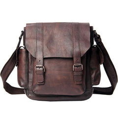 Vintage Leather Mens Cool Messenger Bag Shoulder Bag Crossbody Bag for Men