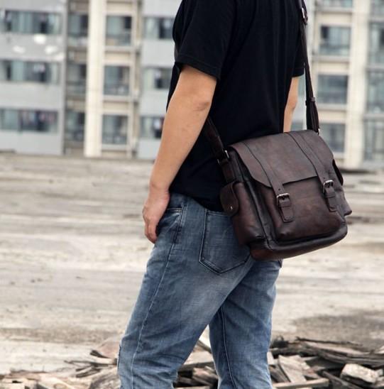 Handmade Vintage Leather Messenger Bag Men Crossbody Bag – Unihandmade