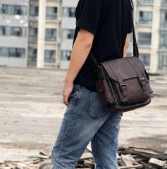 Vintage Leather Mens Cool Messenger Bag Shoulder Bag Crossbody Bag for Men