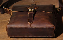 Cool Leather Mens Messenger Bags Shoulder Bag Vintage Crossbody Bags for Men