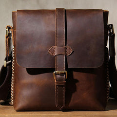 Cool Leather Mens Messenger Bags Shoulder Bag Vintage Crossbody Bags for Men