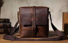 Cool Leather Mens Messenger Bags Shoulder Bag Vintage Crossbody Bags for Men