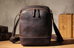 Vintage Leather Mens Cool Small Messenger Bag Shoulder Bag for Men