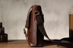 Cool Leather Mens Messenger Bags Shoulder Bag Vintage Crossbody Bags for Men