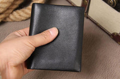 Leather Mens Black Small Leather Wallet Men Small Wallets Bifold for Men