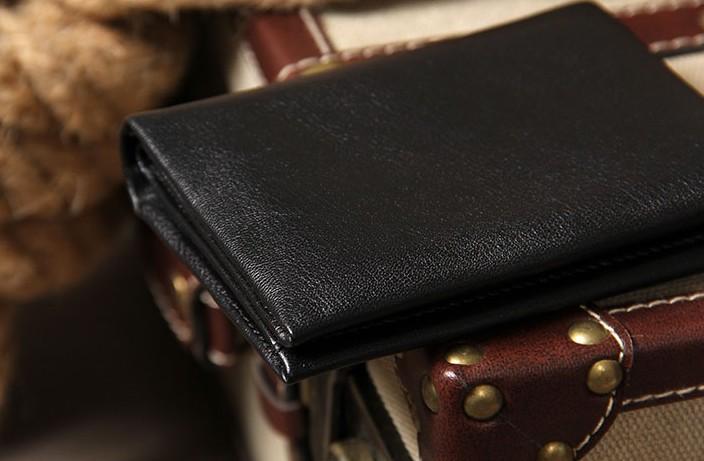 Leather Mens Black Small Leather Wallet Men Small Wallets Bifold for M