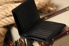 Leather Mens Black Small Leather Wallet Men Small Wallets Bifold for Men