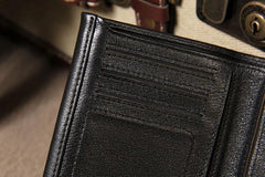 Leather Mens Black Small Leather Wallet Men Small Wallets Bifold for Men