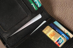 Leather Mens Black Small Leather Wallet Men Small Wallets Bifold for Men