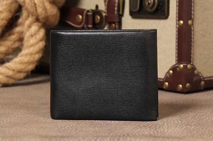 Leather Mens Black Small Leather Wallet Men Small Wallets Bifold for M