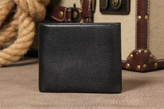 Leather Mens Black Small Leather Wallet Men Small Wallets Bifold for Men