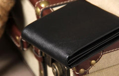 Leather Mens Black Small Leather Wallet Men Small Wallets Bifold for Men