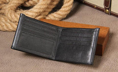 Leather Mens Black Small Leather Wallet Men Small Wallets Bifold for Men