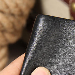 Leather Mens Black Small Leather Wallet Men Small Wallets Bifold for Men