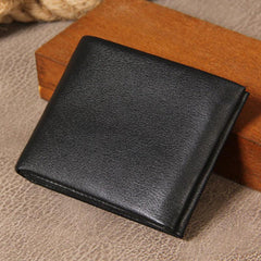 Leather Mens Black Small Leather Wallet Men Small Wallets Bifold for Men