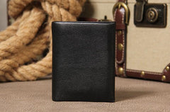 Leather Mens Black Small Leather Wallet Men Small Wallets Bifold for Men