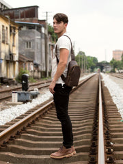 Leather Mens Cool Sling Bag Crossbody Bag Chest Bag for men