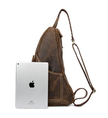 Leather Mens Cool Sling Bag Crossbody Bag Chest Bag for men