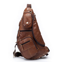 Leather Mens Cool Sling Bag Crossbody Bag Chest Bag for men