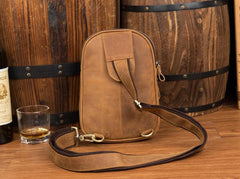 Leather Mens Cool Sling Bag Crossbody Bag Chest Bag for men