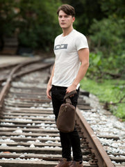 Leather Mens Cool Sling Bag Crossbody Bag Chest Bag for men