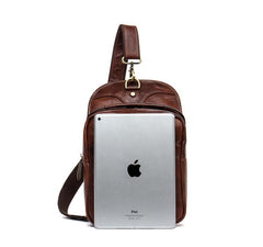 Leather Mens Cool Sling Bag Crossbody Bag Chest Bag for men