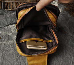 Leather Mens Cool Sling Bag Shoulder Sling Bag Chest Bag for men
