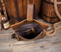 Leather Mens Cool Sling Bag Crossbody Bag Chest Bag for men