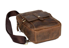 Cool Brown Leather Mens Cool Crossbody Pack Sling Bag Tan Leather Chest Bag for men
