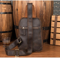 Leather Mens Cool Sling Bag Crossbody Bag Chest Bag for men