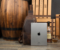 Leather Mens Cool Sling Bag Crossbody Bag Chest Bag for men