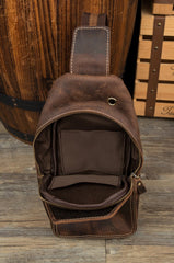Leather Mens Cool Sling Bag Crossbody Bag Chest Bag for men
