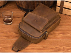 Leather Mens Cool Sling Bag Crossbody Bag Chest Bag for men