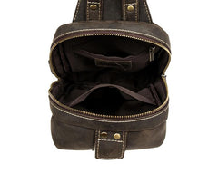 Leather Mens Cool Sling Bag Crossbody Bag Chest Bag for men