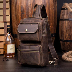 Leather Mens Cool Sling Bag Crossbody Bag Chest Bag for men