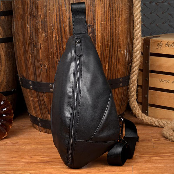 Leather Mens Cool Sling Bag Crossbody Bag - Back View