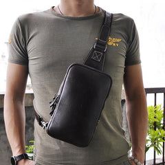 Leather Mens Cool Sling Bag Shoulder Sling Bag Chest Bag for men