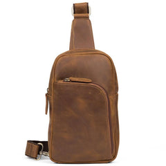 Leather Mens Cool Sling Bag Crossbody Bag Chest Bag for men